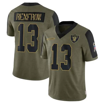 Buy High Quality NFL Jersey-Nike Raiders #13 Hunter Renfrow White 60th  Anniversary Patch Men's Stitched NFL 100 Limited Color Rush Jersey