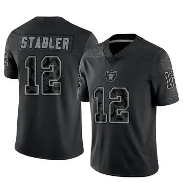 White/Silver NEW Oakland Raiders #12 Ken Stabler 2patches sewn Jersey Fast  ship